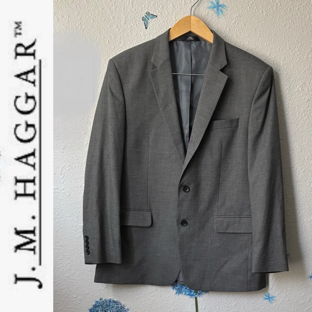 Grey Single Breasted 2 Button Single Vent J.M.Haggar Classic Fit Suit Jacket 44R